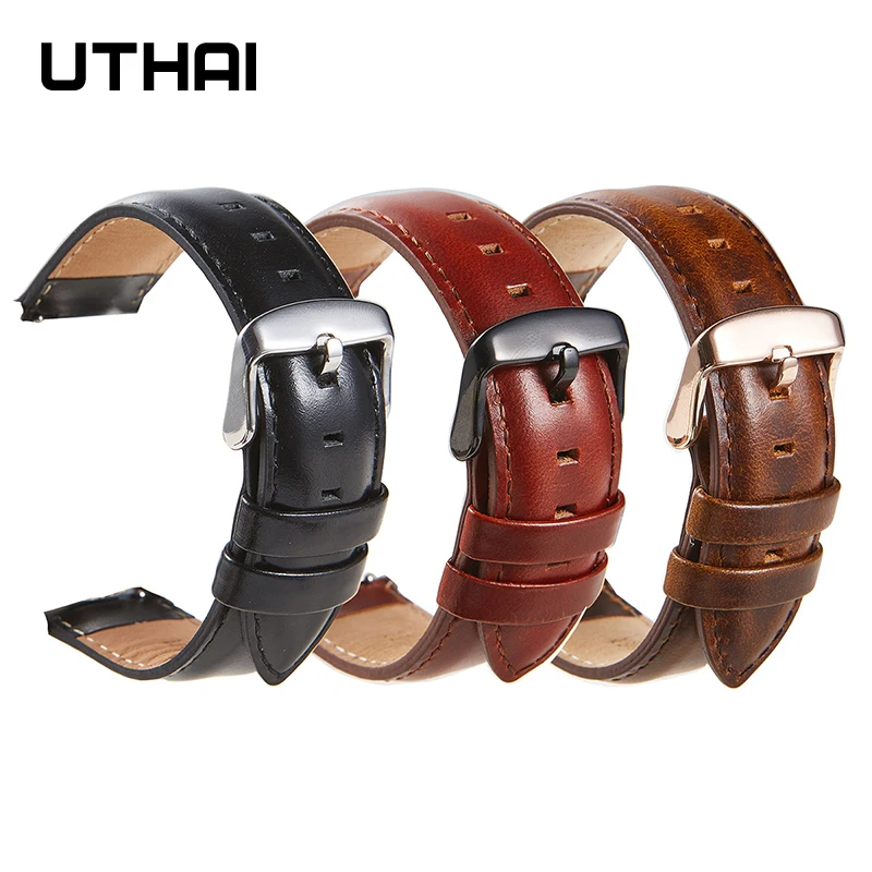 UTHAI P100 Watchbands leather watch strap Quick release spring bar 22mm watch band for galaxy watch 46mm/Huawei watch GT