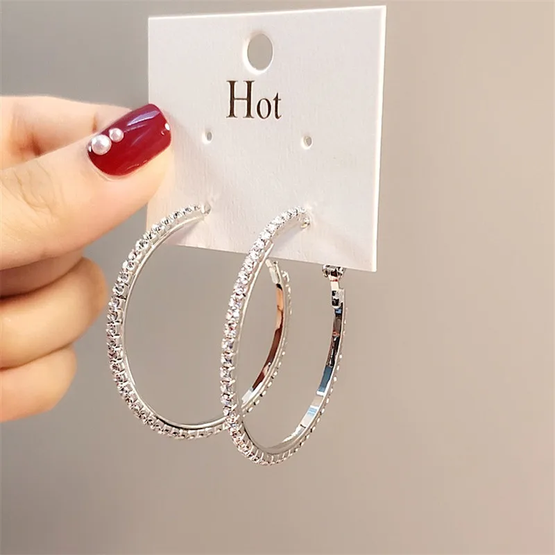 LByzHan Fashion Oversize Circle Hoop Earrings for Women Girl New Geometric Crystal Round Earring Brincos Party Jewelry Gift