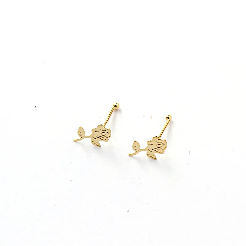 20 Pieces Rose Flower Shape Nose Studs Ball Pin End for Women Girl Nose Rings Piercing Puncture Body Jewelry Universal