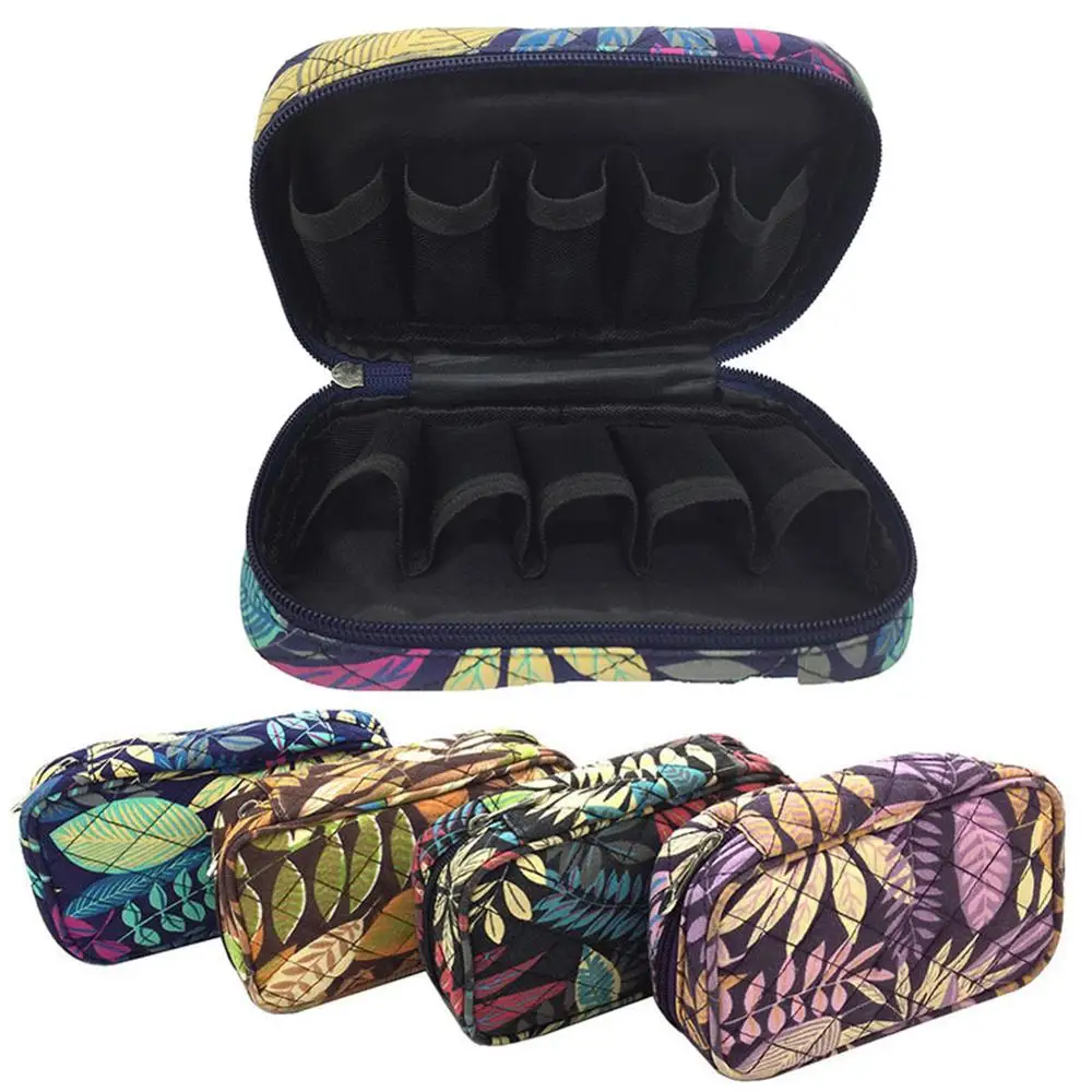 10 Bottles Essential Oil Carrying Case Holds for 5ml 10ml 15ml Storage Bag Cotton material print pattern