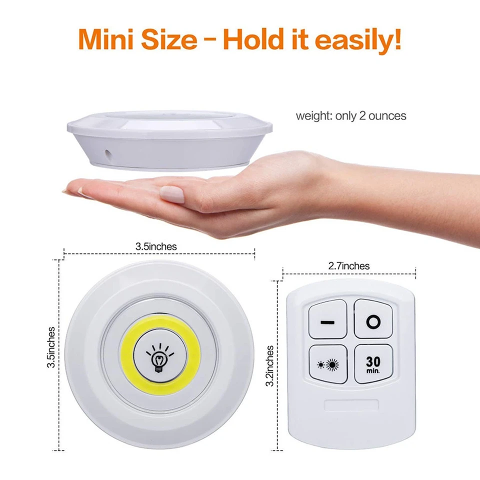 Imagem -04 - Luzes Inteligentes sem Fio do Armário Led Controle Remoto Luz Noturna Regulável Cozinha Quarto Armário Iluminação Lâmpada de Parede