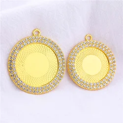 50PCS Cabochon Pendant Base 25/30mm Alloy Diamond Bases DIY Jewelry Making For Pendant Necklace Choker Keychains Crafts Findings