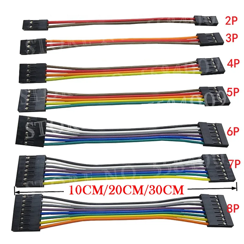 1PCS 1P2 3 4 5 6 7 8 9 10 12 Pin Dupont Line female to female 2.54MM 2.54 Wire Dupont cable connector JUMPER CABLE WIRE FOR PCB