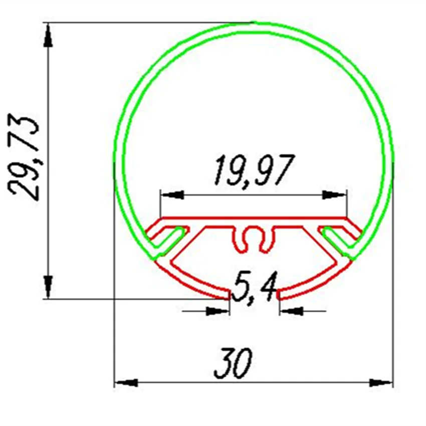 Imagem -02 - Perfil de Alumínio com Tampas e Parafusos Perfil Linear Led Redondo Pendant Tubo Suspenso 30 mm de Diâmetro 1m