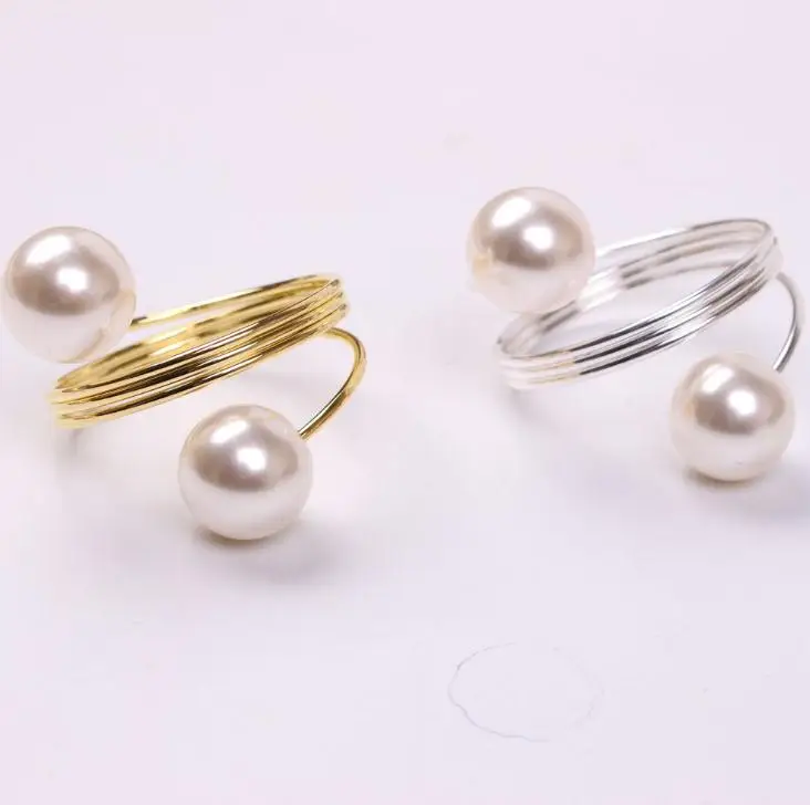 Pearl Napkin Ring Napkin Ring Holder Napkin Ring Wedding Silver Gold Color for Table Decoration New Arrival SN3155