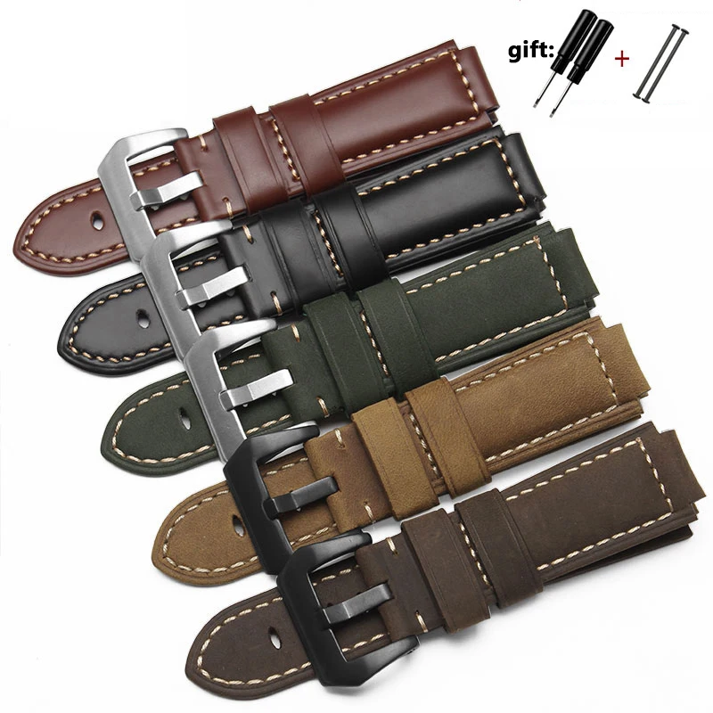Crazy Horse Cowhide watchband For men\'s Timex T49859|T2N720|T2p141|T2n722|723|738|739 Strap with Screw rod tools