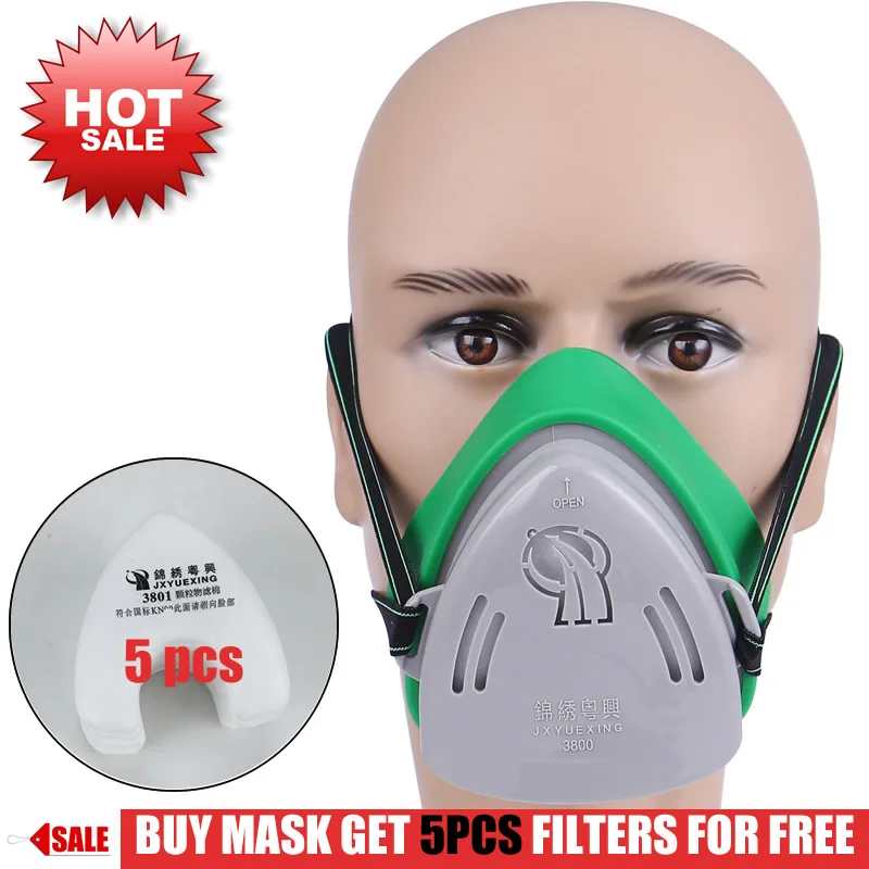 Professional Dust Mask Dust Proof Respirator Rubber Work Safety Mask For Builder Carpenter Daily Haze Protection