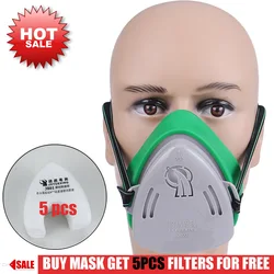 Professional Dust Mask Dust Proof Respirator Rubber Work Safety Mask For Builder Carpenter Daily Haze Protection