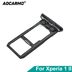 Aocarmo For Sony Xperia 1 II / X1ii XQ-AT52 XQ-AT51 SO-51A Mark 2 Dual SIM Card Holder Tray Slot With Cover Dust Plug