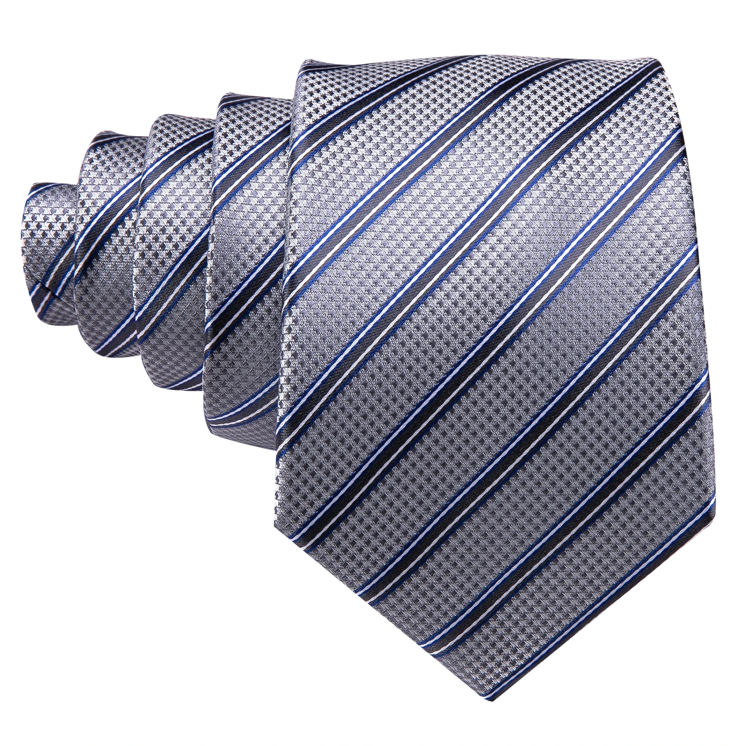 Fashion Luxury Gray Striped100% Silk Tie Gifts For Men Gifts Suit Wedding Tie Barry.Wang NeckTies Hanky Sets Business LN-5322