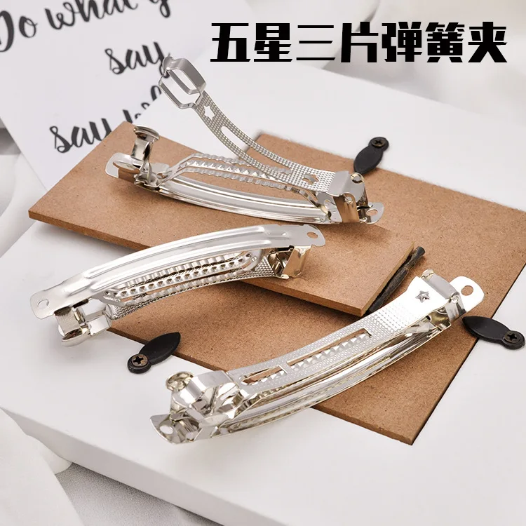 2021 French Barrette Style Spring Hair Clips Automatic Clip Blank Width Setting Rhodium Bow Hairpin Supplies For Jewelry Making