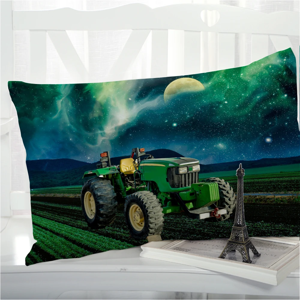 1pc Pillow cover Pillow case Luxury Bedding Pillowcase Pillowcovers decorative 50x70 Customizable size 3D Print tractor green