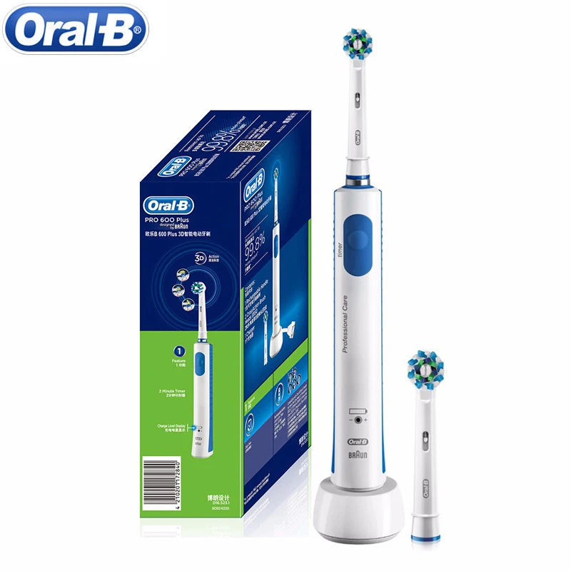 ของแท้ Oral-B 3D Sonic Electric แปรงสีฟัน CrossAction ทำความสะอาดสมาร์ทอิเล็กทรอนิกส์ชาร์จไฟ IPX7กันน้ำแปรงฟัน