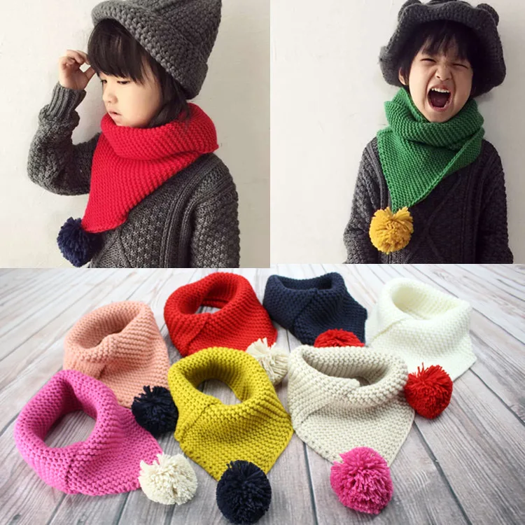 Baby qiu Dong knitting wool ball boy girl scarf size baby head warm scarf