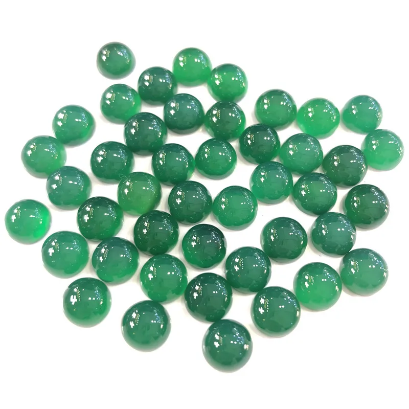 6/8/10/12mm Genuine Green Chalcedony Cabochon Agate Round Shape Gemstone Beads For Jewelry Making Inlay Ring Gemstone