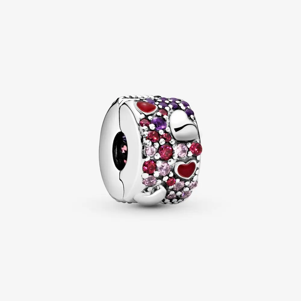 Fashion 925 Sterling Silver Beads Pave Colorful cylindrical Charm Fit Original Pandora Bracelets Gentle Women DIY Jewelry Gift