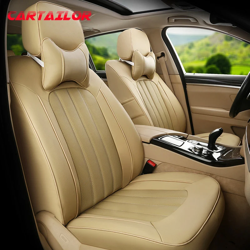 CARTAILOR Car Seats for Mercedes BENZ C350 C250 C180 C200 C200K Seat Cover Accessories Cowhide Leather & Leatherette Seat Pads