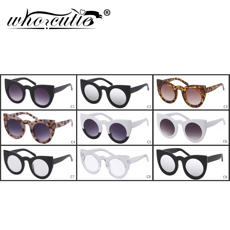 WHO CUTIE Vintage Small Round Cat Eye Sunglasses 90s Women Brand Designer Tortoise Shell Retro Sun Glasses Female Sunnies S014