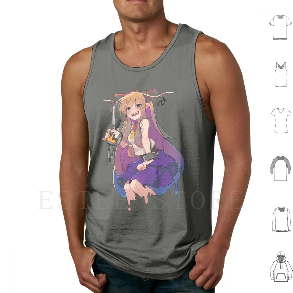 Suika Drinking Tank Tops Vest Ibuki Suika Suika Youkai Oni Drinking Beer Touhou Touhou Anime Manga Game Cute Moe Kawaii