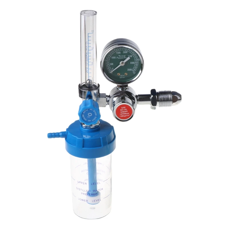 O2 Pressure Reducer Buoy Type Oxygen Gauge Flow Meter Oxygen Pressure Gas Regulator Inhaler G5/8 Female Thread Durable