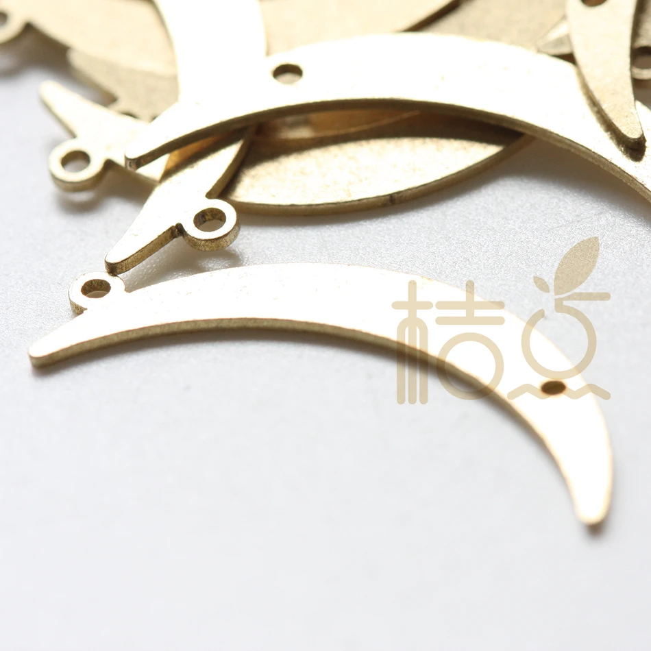 Laser Cut Solid Brass Moon Charm - 30x11mm (4503C)