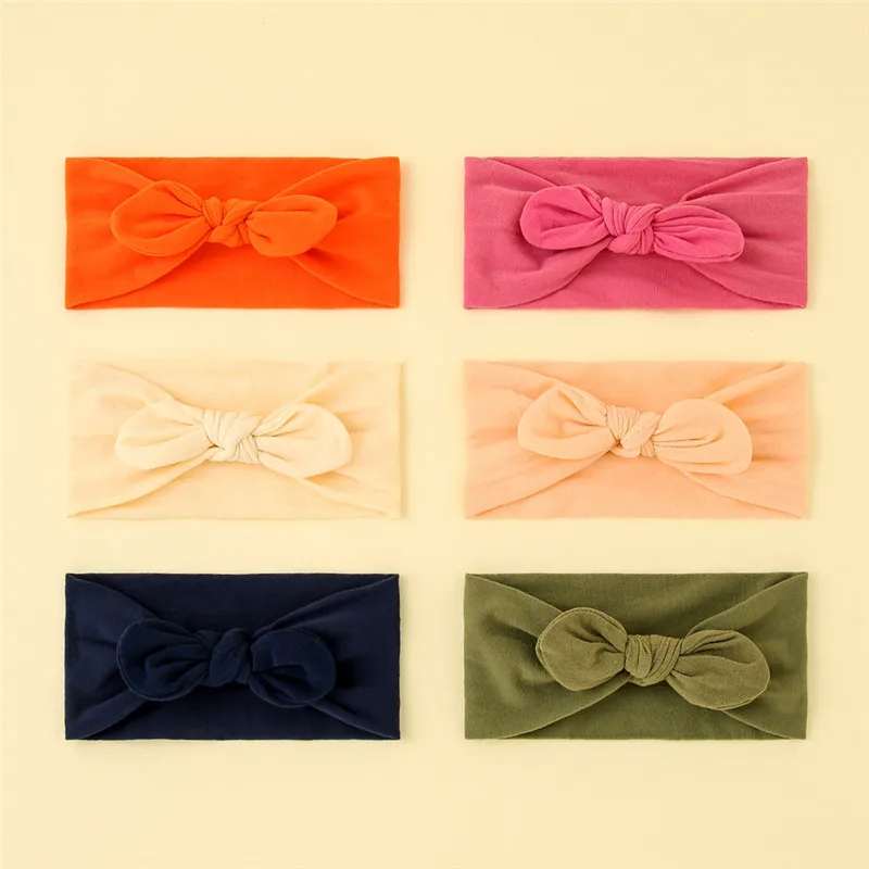 6Pcs Baby Girl Headband Bows Elastic Headbands Hair Band For Girls Solid Color Kids Toddler Turban Baby Hair Accessories