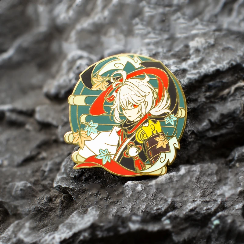 Genshin Impacts Kaedehara Kazuha Enamel Pin Cartoon Ronin Warrior Cute Boy Medal Brooch Video Game Fans Badge Jewelry Gift