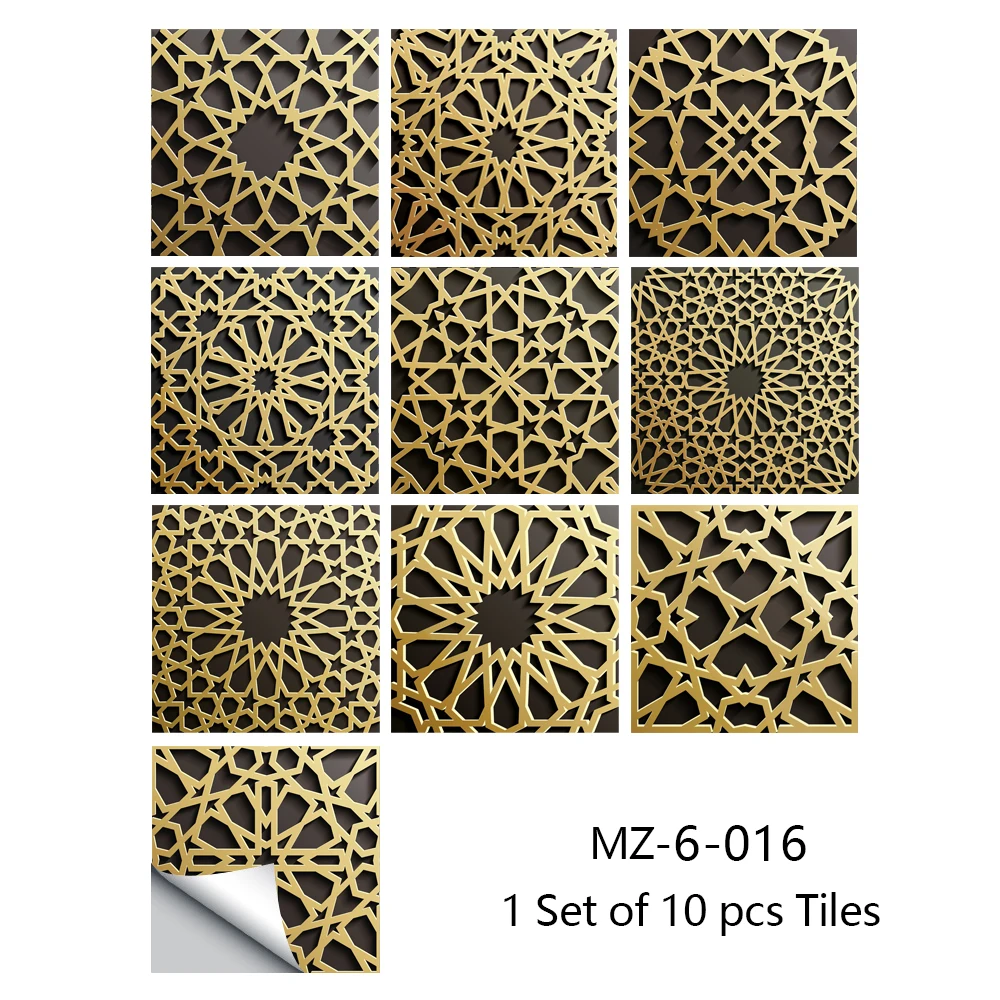 10/15/20cm Mandala Style Matte Surface Tile Sticker Peel & Stick Decoration Film For Tiles /Ground in Kitchen Wardrobe Wallpaper
