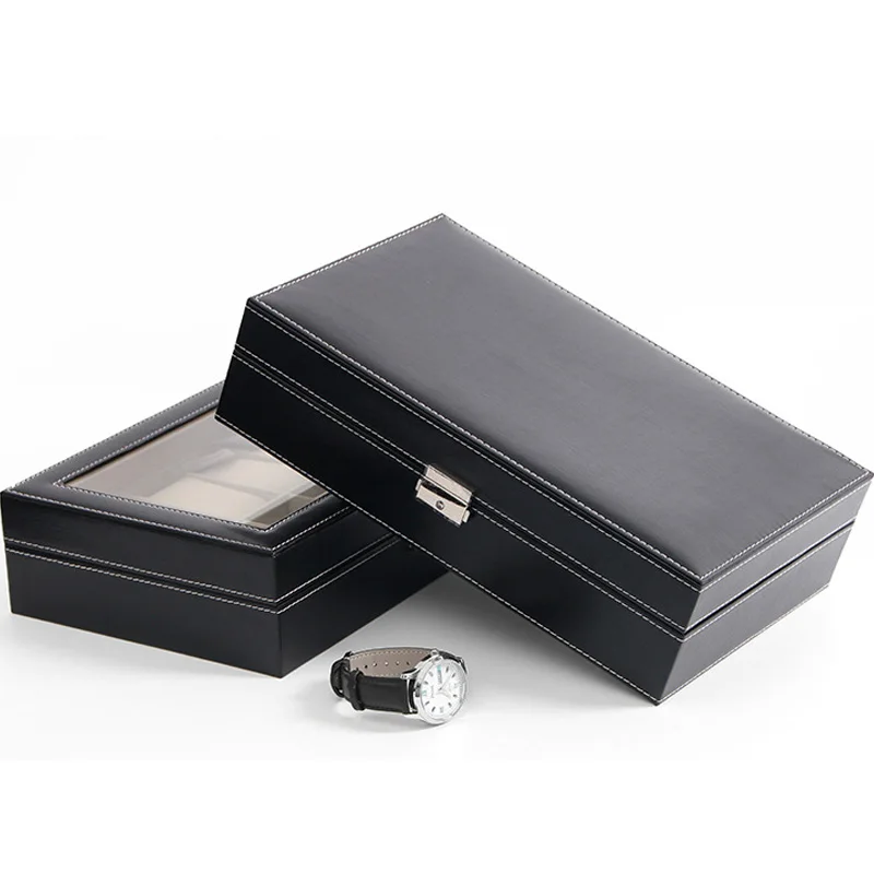 Hot Quality PU Leather Watch Boxes Storage Organizer Box Luxury Jewelry Display Watch Case Black Watch Organizer