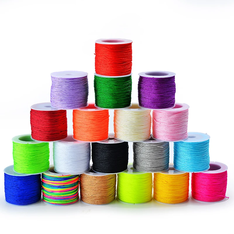 1roll 0.8mm Satin Rattail Cord Nylon Trim Cord Chinese Knot Macrame Beading kumihimo jewellery Bracelet Braided string for women