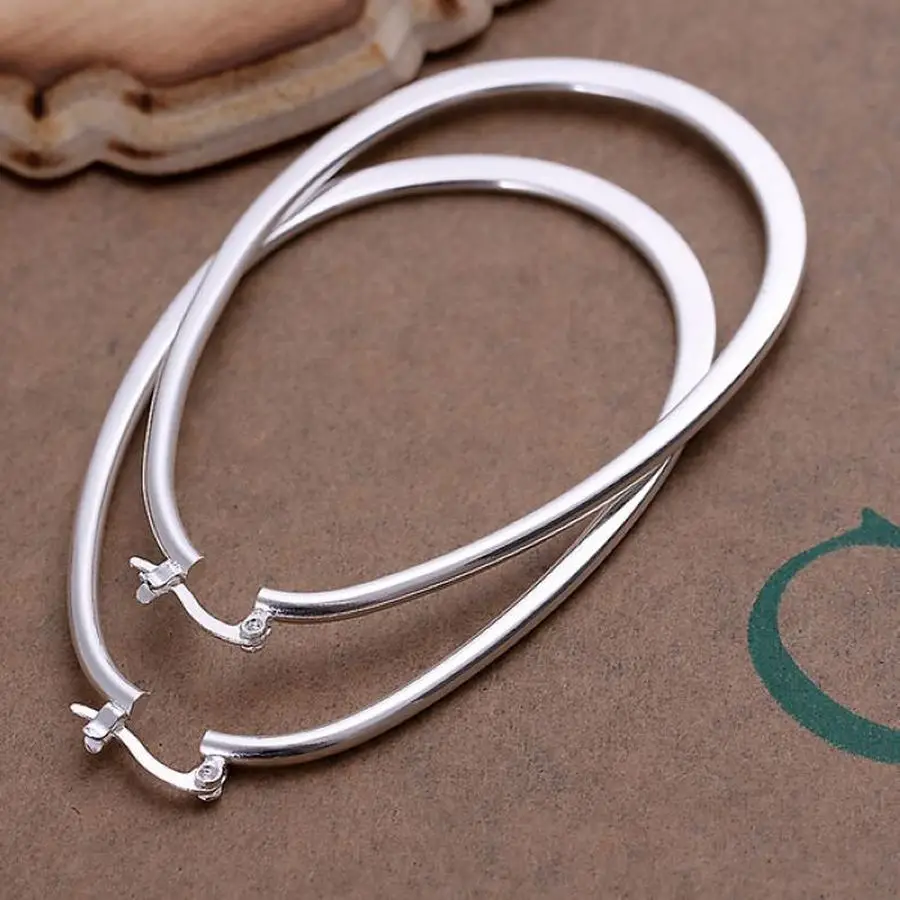 925 Sterling silver Earring Noble design elegant fashion women big Earring Jewelry free shipping lady cute wedding gifts hoops