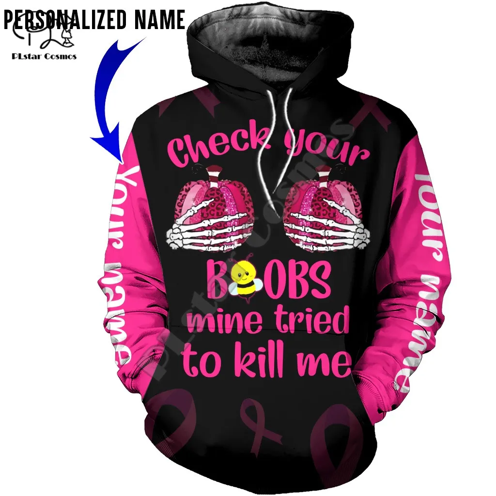 PLstar Cosmos Breast Cancer Warrior Fighter 3D Printed Hoodies Sweatshirts Zip Hooded For Men/Women Casual Streetwear Style-B16