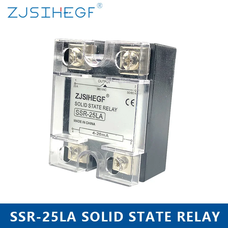 China Input DC 4-20mA Single Phase Solid State Relay SSR-10/25/40/60LA Voltage Type Regulator for Temperature Sensor