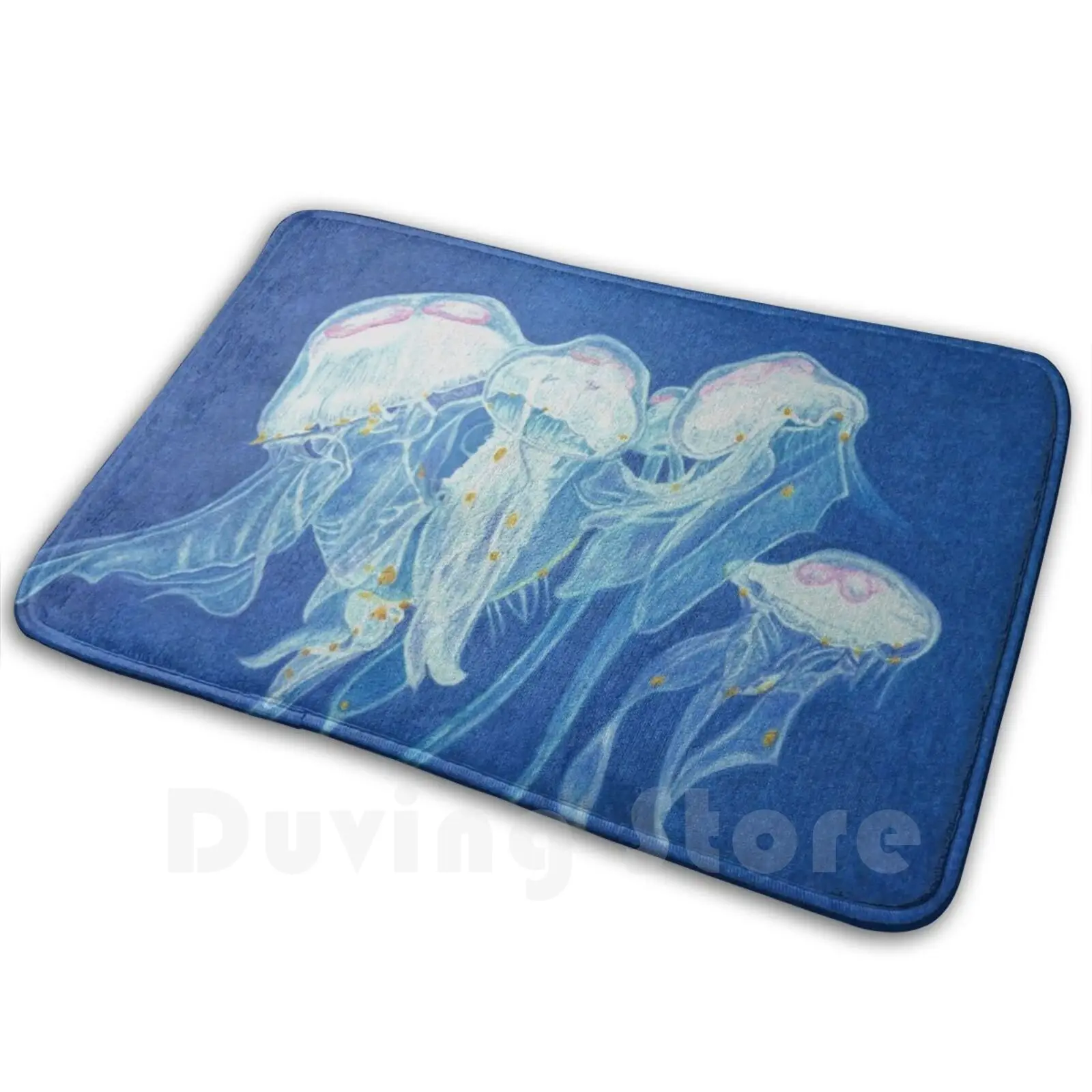 Anglesey Jellyfish Mat Rug Carpet Anti-Slip Floor Mats Bedroom Anglesey British Britain Wildlife Jellyfish Marine Coastal Wales