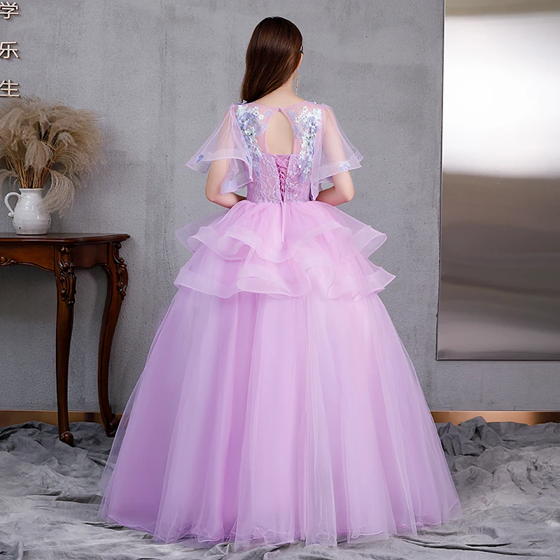 2022ใหม่หรูหราแขนสั้น Tulle Masquerade ชุด Vestido Debutante เย็บปักถักร้อย Applique Quinceanera ชุด Vestidos De 15 Anos