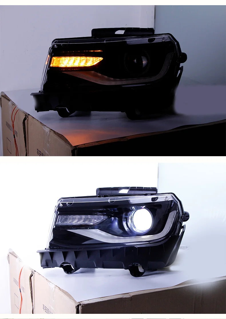 LED Head Lamps For Chevrolet camaro Headlights LED DRL Xenon Lens Angel Eye Auto Accessories 2pcs