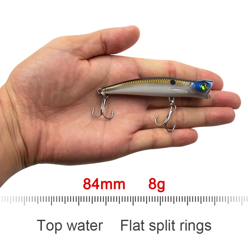 Banshee Popper For Fishing Lure Topwater Rattling Baits Hard Wopper Poppers Pike Perch Bass Artificial Floating Wobblers 84mm 8g