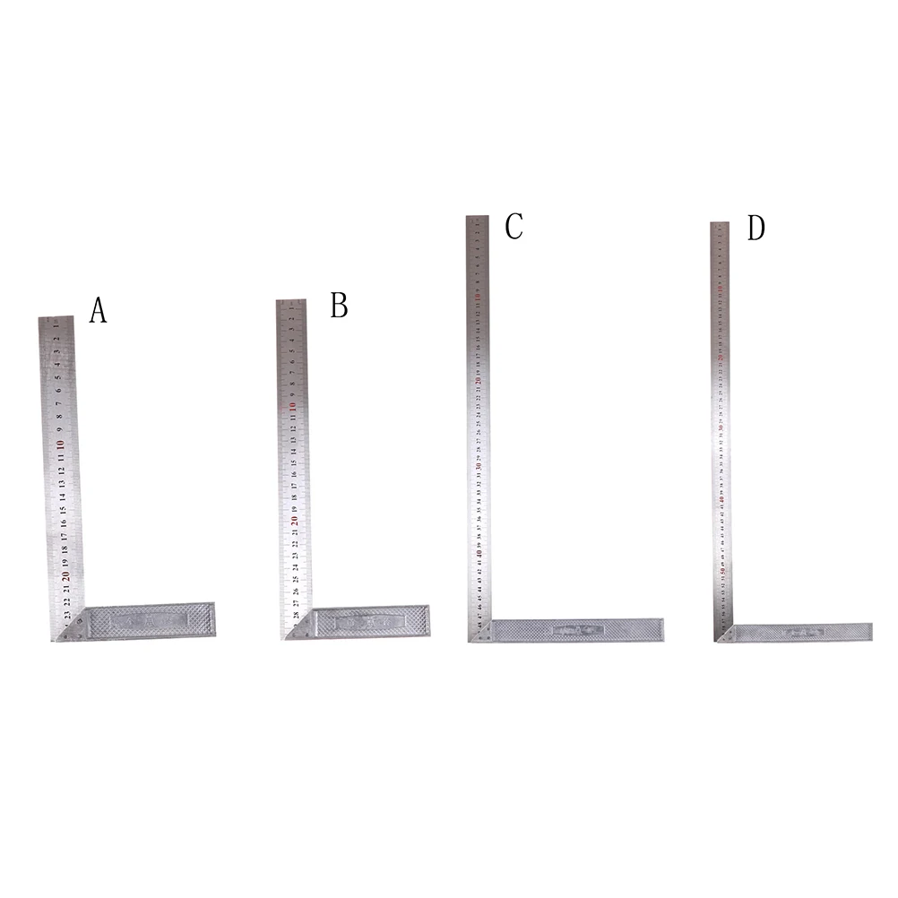 4 Sizes Metal Steel Engineers Try Square Set Wood Measuring Tool Right Angle Ruler 90 Degrees Measurement Instruments 1PCS