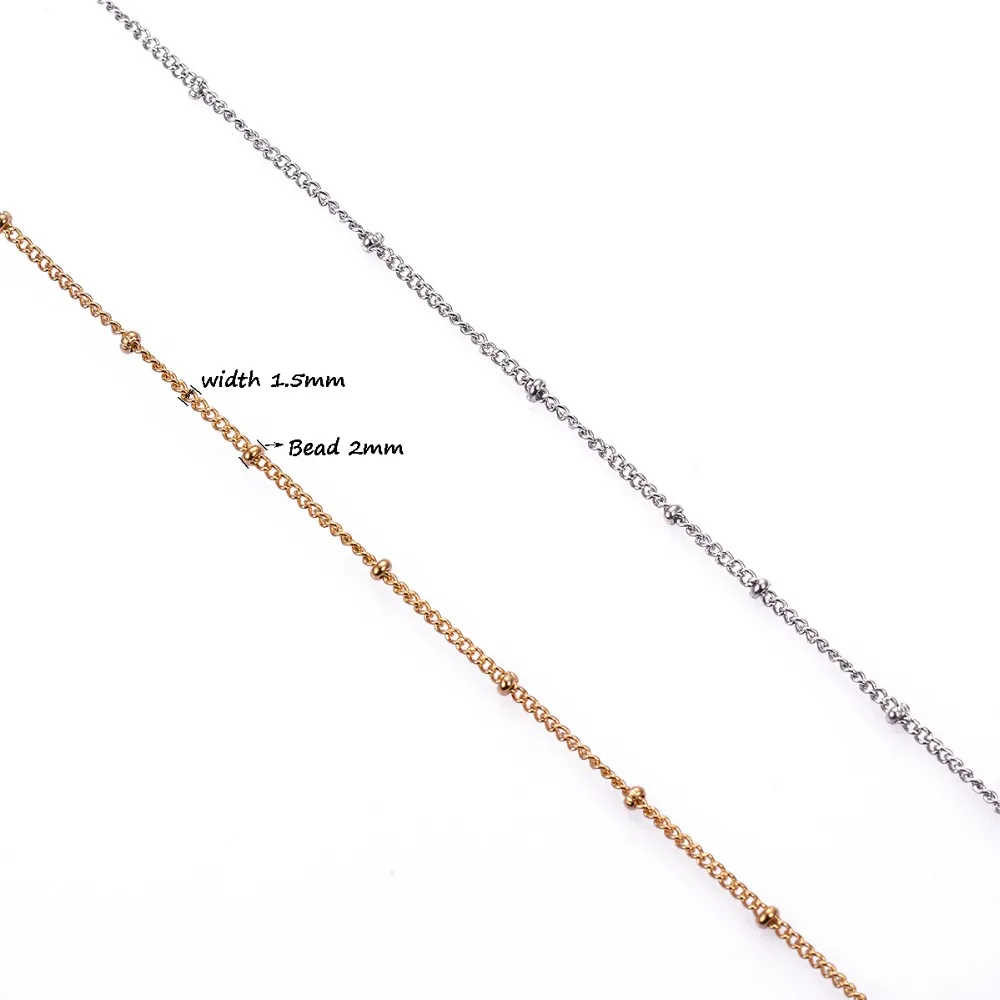 1 Stück, 1,5 mm breite Edelstahl-Perlenkette für DIY-Schmuckherstellung von Anhängern, Halsketten, Armbändern und Fußschmuck – Detail 1