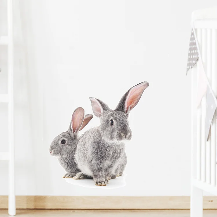 Zwei kleine Hasen Wandaufkleber, niedliche Hasen-Dekoration für Kinderzimmer, Schlafzimmer, Wohnzimmer, selbstklebende Aufkleber. – Detail 6