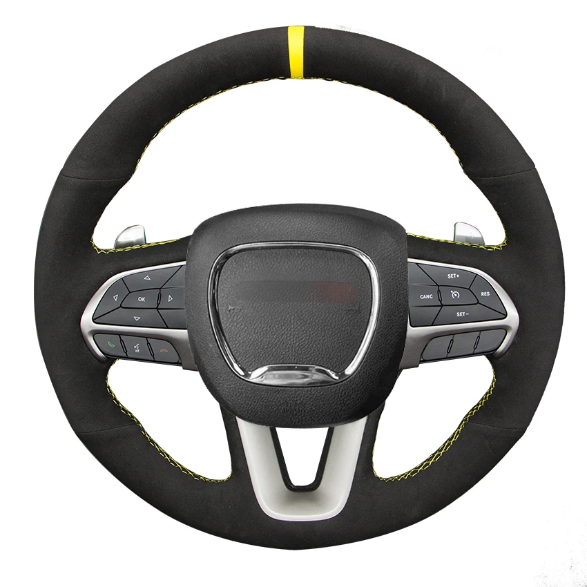 

Hand-stitched Black Suede Car Steering Wheel Cover for Dodge Challenger Dodge Charger 2015 2016-2021 Dodge Durango 2018-2021