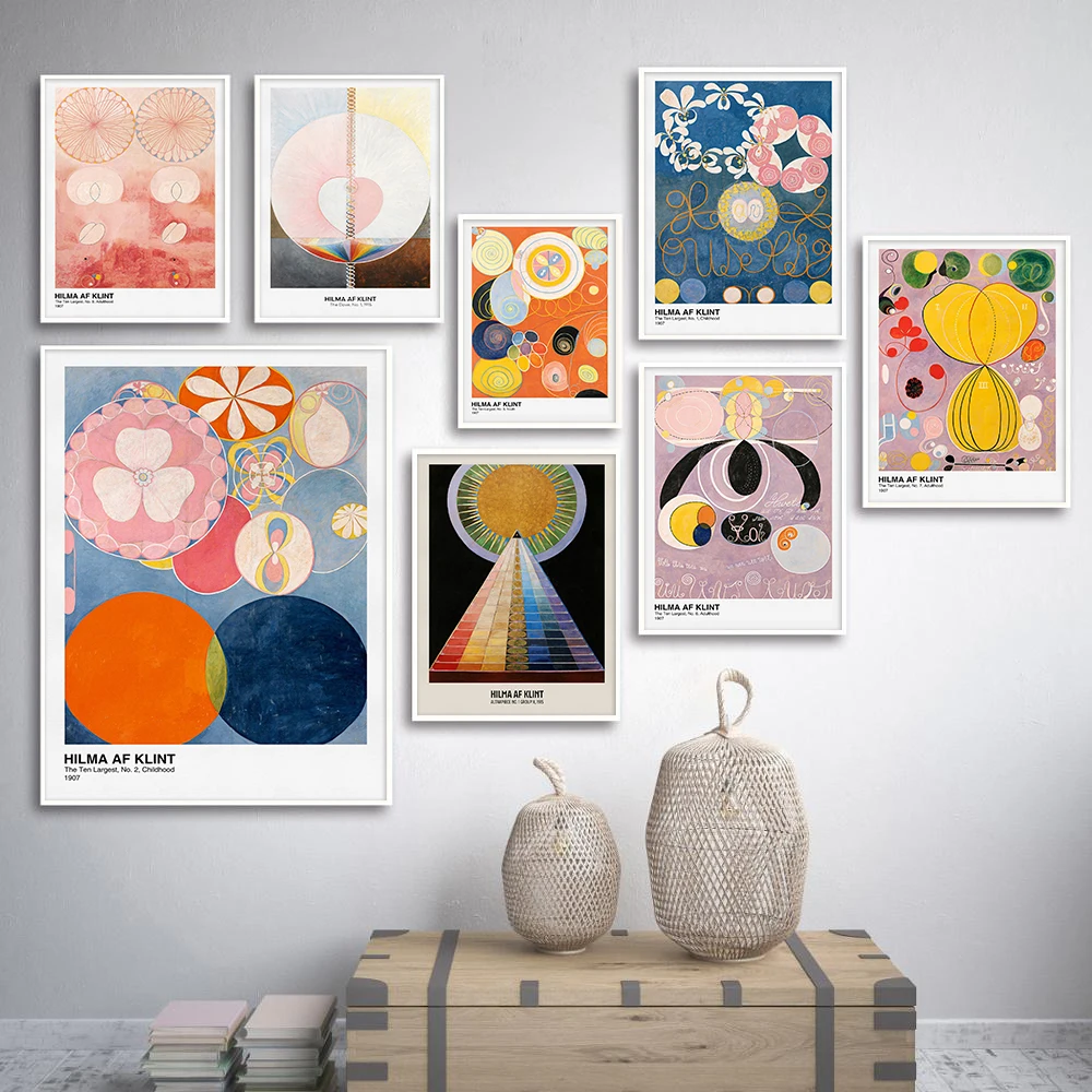 Hilma af Klint Poster Canvas Print Paintings for the Temple Museum Exhibition Poster Spiritual Pattern Art Painting Wall Decor