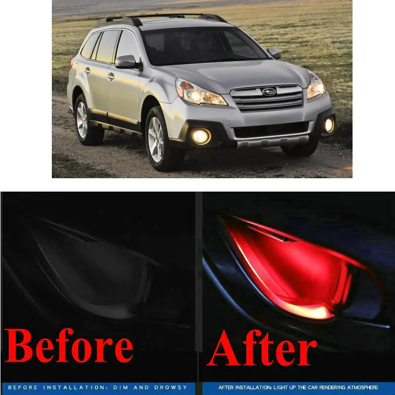 4pc CF style stickers on cars interior inside door handle atmosphere lamp for Subaru OUTBACK Trezia Tribeca B9 levorg wrx ascent