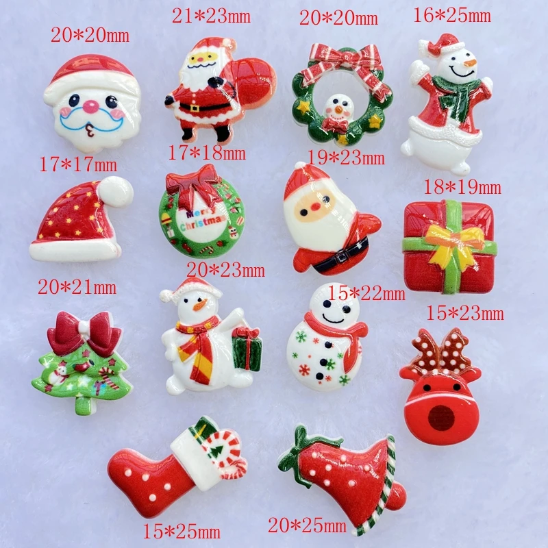 10/20Pcs Cute Mixed Mini Christmas Series Flat Back Resin Cabochons Scrapbooking DIY Jewelry Craft Decoration Accessories E42