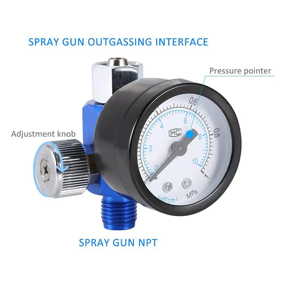 1/4inch Paint Spray Pistol Air Pressure Regulator Gauge with Water Trap Filter