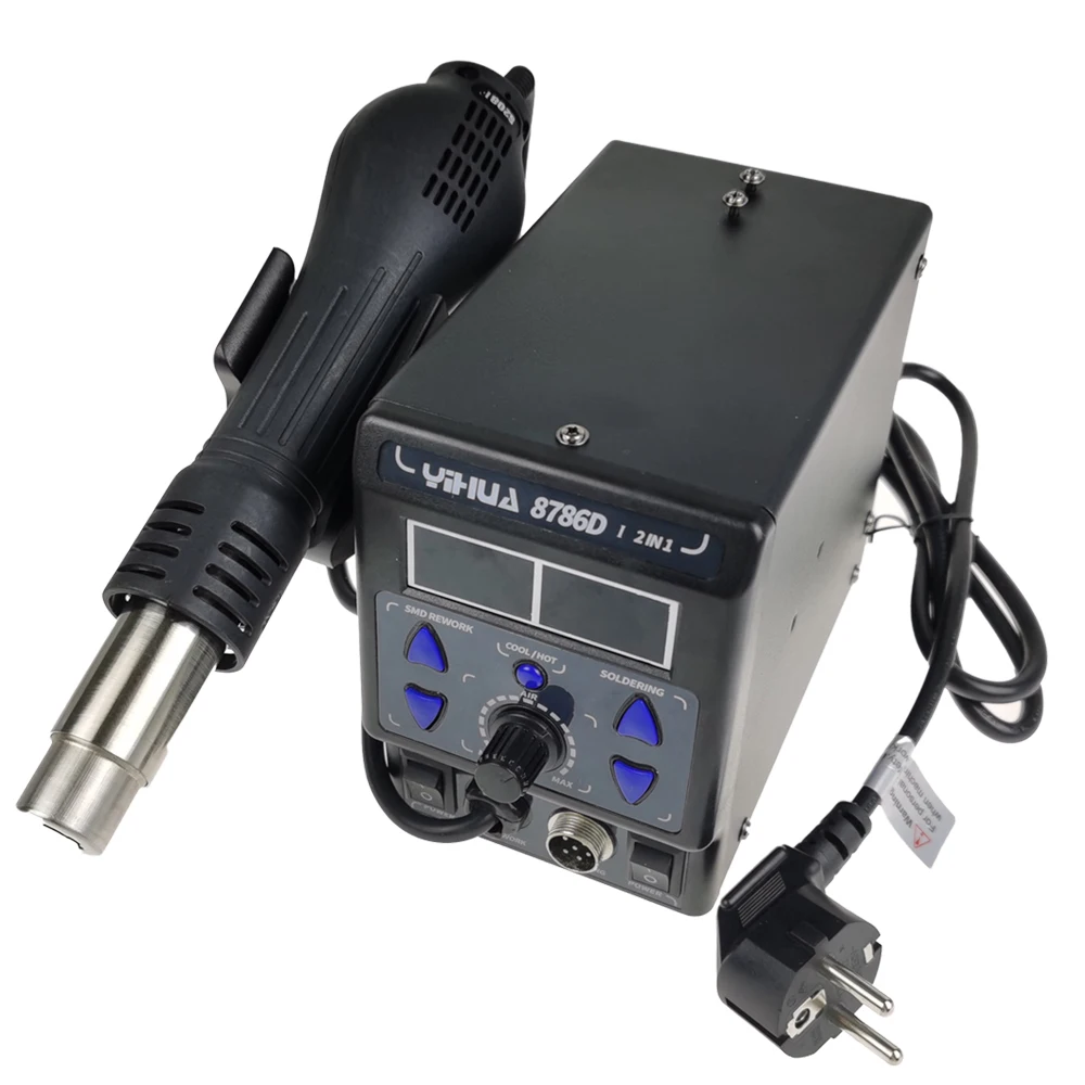 YIHUA 8786D I 2 In 1 Digital Hot Air Gun Soldering Station BGA Rework Station Soldering Iron BGA Welding 700W For Phone CPU PCB