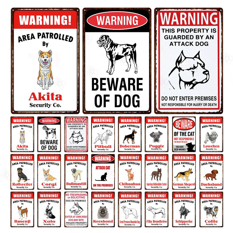 Beware Of Dog Sign Warning Metal Sign Guard Dog Sign Wall Decor Yard Sign No Trespassing Metal Dog Signs