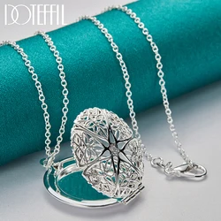 DOTEFFIL 925 Sterling Silver Photo Frame Pendant Necklace 16-30 Inch Chain For Women Man Fashion Wedding Party Charm Jewelry