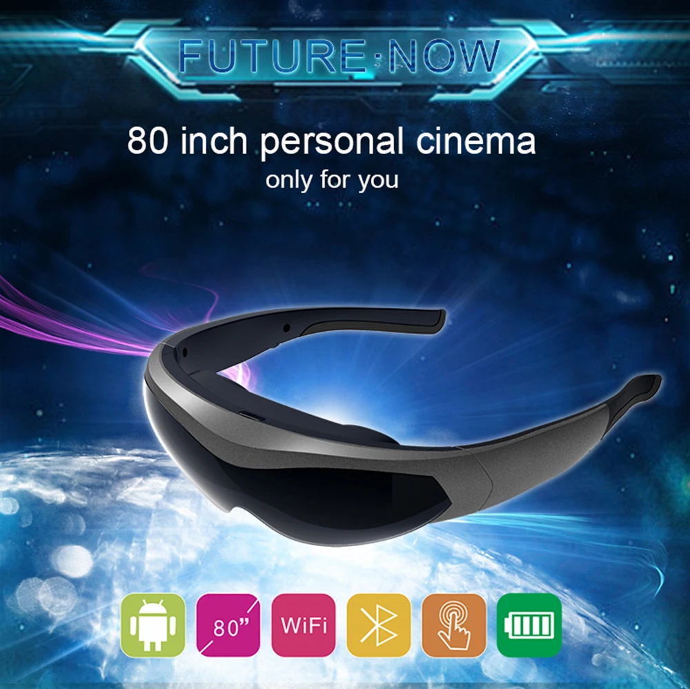 

2020 New FPV Video Glasses K600 80 inch screen Head-mounted display Smart Glasses Immersive game Android system WIFI BT4.0