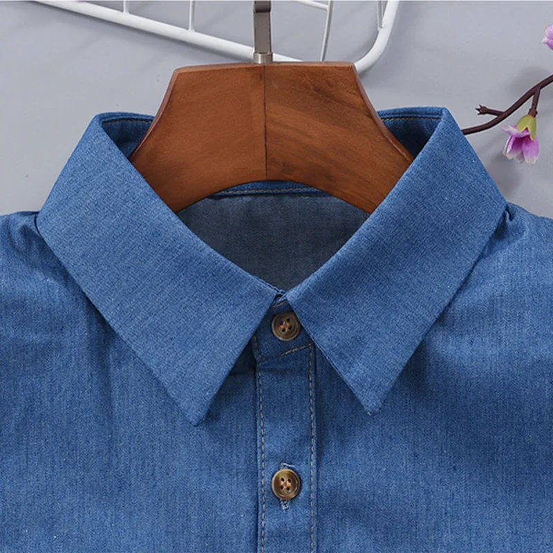 Camisa de cuello falso de mezclilla para hombre, camisa de cuello falso, negro, azul, Kragen, blanco, desmontable, Nep Kraag